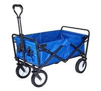 Chariot pliable portable, Chariot de jardin robuste avec poignées réglables, chariot d'épicerie, rouge(Royal Blue)