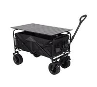 Chariot pliable pour camping et jardin - Chariot d'épicerie utilitaire avec grande capacité, roulettes, poignée réglable et table - Idéal pour les activités de plein air et le shopping