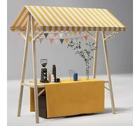 Chariot pliable pour crème glacée - Cabine à dessert portable, étal de vendeur de bois pour marchés, fêtes, vente au détail - Présentoir alimentaire commercial, jaune, 150 cm de large