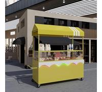 Chariot pliable pour hot-dog avec parapluie à baldaquin - Chariots mobiles pour vendeurs de nourriture de rue à vendre | Parfait pour les gâteaux, les fruits, les fleurs, les friches sur les marchés