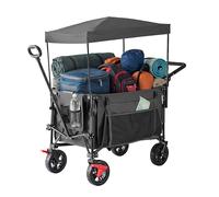 Chariot Pliable Relaxdays, 150 kg, Toit Amovible, poignée télescopique et de poussée, pneus Caoutchouc avec Frein, Gris