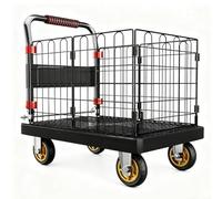 Chariot pliable robuste avec côtés amovibles, facile à installer, idéal pour le shopping, les étals de marché et le transport de bagages (taille moyenne)
