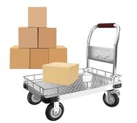 Chariot pliable robuste pour déménagement - Camion à plat silencieux à 360°, chariot à bagages portable et pliable pour entrepôt et garage (argenté)