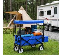 Chariot pliable vidaXL avec auvent, bleu acier