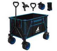 Chariot pliable WOLTU avec freins pour tous les terrains, camping, pique-nique, jardin, plage, shopping, extérieur Bleu