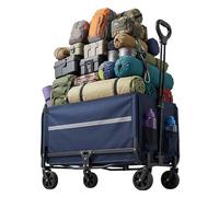 Chariot Pliant Relaxdays, capacité 150 kg, poignée télescopique, hayon, bâche imperméable, pour Courses et Camping, Bleu