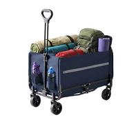 Chariot Pliant Relaxdays, capacité 150 kg, poignée télescopique, hayon, bâche imperméable, pour Courses et Camping, Bleu