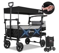 Chariot Pliant Sekey pour Jardin et Camping - Capacité 150 kg, avec Toit et Ceinture 3 Points pour Enfants, Noir et Gris