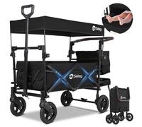Chariot Pliant Sekey pour Jardin et Camping - Capacité 150 kg, avec Toit et Ceinture 3 Points pour Enfants, Noir