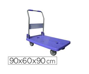 Chariot pliant viso metal polypropylene 2 roues fixes 2 pivotantes patins antiderapants plateforme 60x90cm charge 320kg