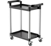 Chariot polyvalent VEVOR, capacité de charge 136 kg, chariot universel à 2 niveaux en plastique avec roues pivotantes à 360° (2 avec freins), grand chariot de service 800x410x945 mm pour l'entrepôt, l