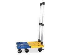 Chariot portable à 6 roues avec base extensible, chariot à roulettes léger pour déménagement, camping, voyage, solution de transport polyvalente bleu-jaune (grande taille)