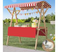 Chariot Portable avec Auvent, Chariot de Vendeur Extérieur Pliable avec Roues, Présentoir de Nourriture for Étal de Marché Fermier for Festivals, Plages, Cuisine de Rue(Red B,150cm/59in)