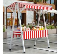Chariot portable avec auvent et roues, présentoir pliable pour aliments pour vente de gâteaux, fruits, fleurs, capacité de charge de 300 kg