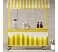 Chariot portable avec auvent, présentoir alimentaire mobile avec roues verrouillables pour une utilisation extérieure