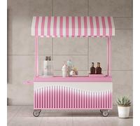 Chariot portable avec auvent, présentoir alimentaire mobile avec roues verrouillables pour une utilisation extérieure