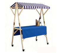 Chariot portable d'extérieur avec auvent et roues, support de marché agricole pliable pour vendre, chariot à dessert pour événements et fêtes