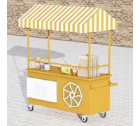 Chariot portable d'extérieur avec auvent, présentoir mobile pour la nourriture de rue et les événements de marché