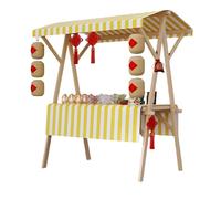 Chariot portable en bois avec auvent, stand pliable pour vente de nourriture, étagère de présentation pour snacks, table de rue extérieure, kiosque de marché élégant et pratique(Giallo,120cm/47in)