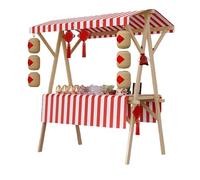 Chariot portable en bois avec auvent, stand pliable pour vente de nourriture, étagère de présentation pour snacks, table de rue extérieure, kiosque de marché élégant et pratique(Rosso,150cm/59in)
