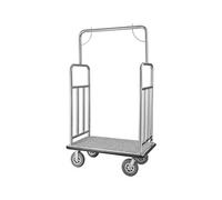 VEVOR Chariot à Bagages Hôtel, 544 kg, Chariot à Plate-forme de Concierge, Finition Inox Brossé, avec Moquette Grise, Roues Caoutchouc 20,32 cm, Porte-bagages pour Hôtels, Condos, Complexes Hôteliers