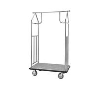 VEVOR Chariot à Bagages Hôtel, 362 kg, Chariot à Plate-Forme de Concierge, Finition INOX Brossé, avec Moquette Grise, Roues Caoutchouc 15,24 cm, Porte-Bagages pour Hôtels, Condos, Complexes Hôteliers