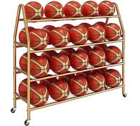 Chariot Porte-Balles Robuste avec roulettes Dorées - Support De Rangement pour Ballons De Basket-Ball, De Volley-Ball, De Football - Équipement De Fitness pour Club De Sport, Largeur 82 Cm/32 Po
