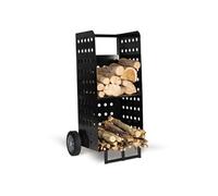 IDMarket - Chariot Porte bûches Acier Noir 40 x 40 x 100,5 CM pour cheminée