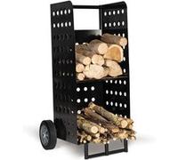 IDMarket - Chariot Porte bûches Acier Noir 40 x 40 x 100,5 CM pour cheminée