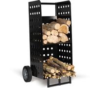 FACILITYS - Chariot Range Bûches Intérieur, Extérieur - Chariot de Transport Bois de Chauffage pour Cheminée - 2 Étagères 52.5 x 46 x 110 cm, 149 kg Max - Acier Stable et Robuste