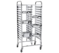 Chariot porte plateaux double 30 x GN 1/1 740x550x(H)1730 mm