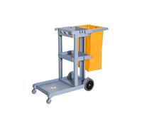 Chariot-poubelle chariot de nettoyage professionnel 3 plateaux sac grande résistance fourni jaune gris