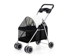 Chariot pour animaux de compagnie Animaux de compagnie chiens transport brouette stockage grande capacité panier de rangement ventilé coupe-vent (Color : Black)