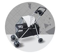 Chariot pour animaux de compagnie, chariot pliable pour chiens et chats, petit chien, chariot à quatre roues pour animaux de compagnie, grand espace (noir 55x30x100cm)