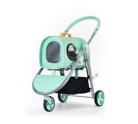 Chariot pour animaux de compagnie Pet Treasure Poussette for animaux de compagnie chat petit chariot poussette for chien sac de voiture pliant for chat et chien (Color : Square Turquoise)