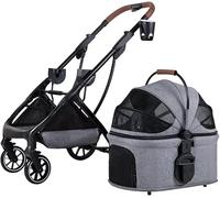 Chariot pour animaux de compagnie pour chiens de petite et moyenne taille - Chariot pliable avec design amovible, porte-gobelet et facile à pousser - Idéal pour les petits chiens et les chats