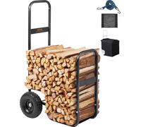 Chariot pour bois de chauffage 67x52x110cm Chariot pour bois de chauffage Acier revêtu par poudre Chariot pour bois de chauffage avec roues en caoutchouc de 266,7 mm Chariot pour bois Max. 113,4kg Cha