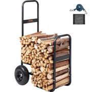 Chariot pour bois de chauffage 67x52x110cm Chariot pour bois de chauffage Acier revêtu par poudre Chariot pour bois de chauffage avec roues en caoutchouc de 266,7 mm Chariot pour bois 113,4 kg de capa