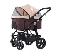 Chariot pour chien, chat, poussette pour chien, voyage, vétérinaire, chien handicapé, poussette pliable pour animal de compagnie (marron) (marron)