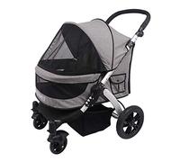 Chariot pour chien Poussette multifonction pour gros chien pliable à quatre tours avec roulement de scooter facile à plier à quatre roues de voyage pour animal de compagnie Max pour le poids (gris)