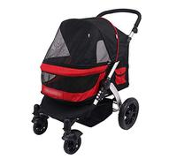 Chariot pour chien, poussette multifonction pour gros chien, pliable, cage à quatre tours, roulement de scooter, facile à plier, quatre roues, voyage pour animal de compagnie, poids maximum (gris) (