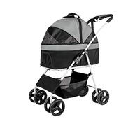 Chariot pour chien Poussette pour animal domestique Poussette pour chien de taille moyenne et petite Poussettes pliables pour chat à 4 roues avec support amovible Siège de voiture respirant Sac en f