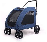 Chariot pour chien Poussette pour animal domestique, roue directionnelle pliable à plusieurs endroits avec freins pour grand chien tirant un chariot pour chien plus âgé, chien géant, grand chario