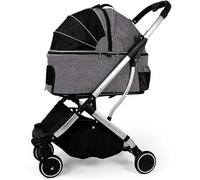 Chariot pour chien Poussette pour animaux de compagnie Poussette pour chien pour chiens de taille moyenne Poussettes pour chats pliables de qualité supérieure à 4 roues avec transporteur amovible Si