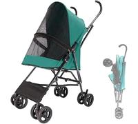 Chariot pour chien, poussette pour chiens, chats, poussette pour chien jusqu'à 10 kg, structure de parapluie, poussette légère pour petits chiens, poussette respirante, conception sans insta