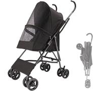 Chariot pour chien, poussette pour chiens et chats, poussette pour chien jusqu'à 10 kg, structure de parapluie, poussette légère pour petits chiens, poussette respirante, conception sans ins