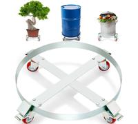 Chariot pour fûts 250L - Chariot de transport en acier au carbone - Plateau roulant en métal - Ø 607mm Chariot pour fûts avec 4 roues universelles - Chariot roulant - Chariot de transport pour fûts ju