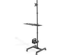 Digitus Poste de travail mobile DA-90374 – 1 écran jusqu'à 32" VESA 75/100, plateau clavier, noir