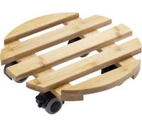 Metafranc 825330 Rouleau pour Plantes Ø 300 mm - Charge maximale 60 kg - Plateau en Bambou - Aspect Bois Naturel - roulettes en TPE avec 4 blocages/Rouleau à Fleurs/Aide au Transport pour Plantes