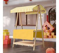 Chariot PréSentation Pliable Chariot Portable avec Auvent éTagèRe Rangement à Double Niveau Facile à Transporter IdéAl pour Les MarchéS Et Les Stands Restauration Rue Yellow-B 110cm/43.3in